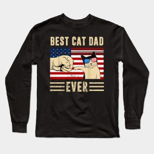 Best Cat Dad Ever American Flag Long Sleeve T-Shirt